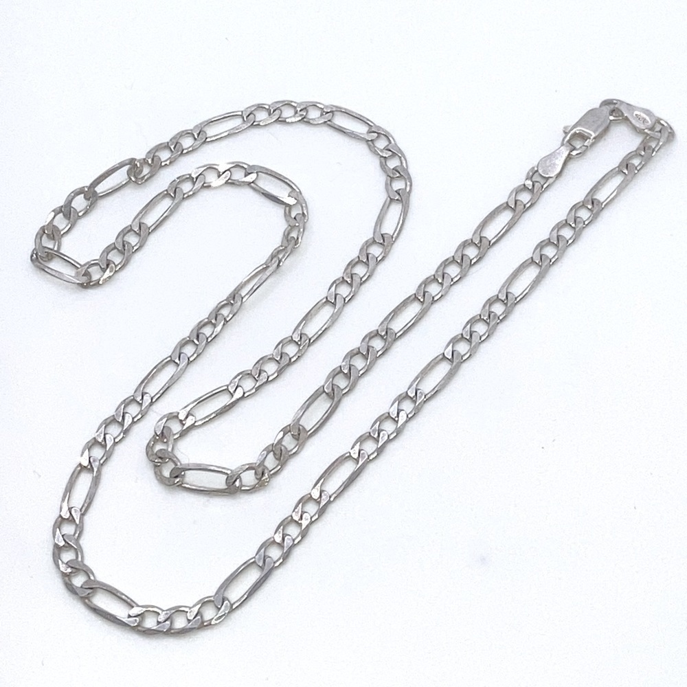 Vtg Sterling Silver Figaro 3 - 1 Chain 925 Italy 18” L / 4mm W / 9g